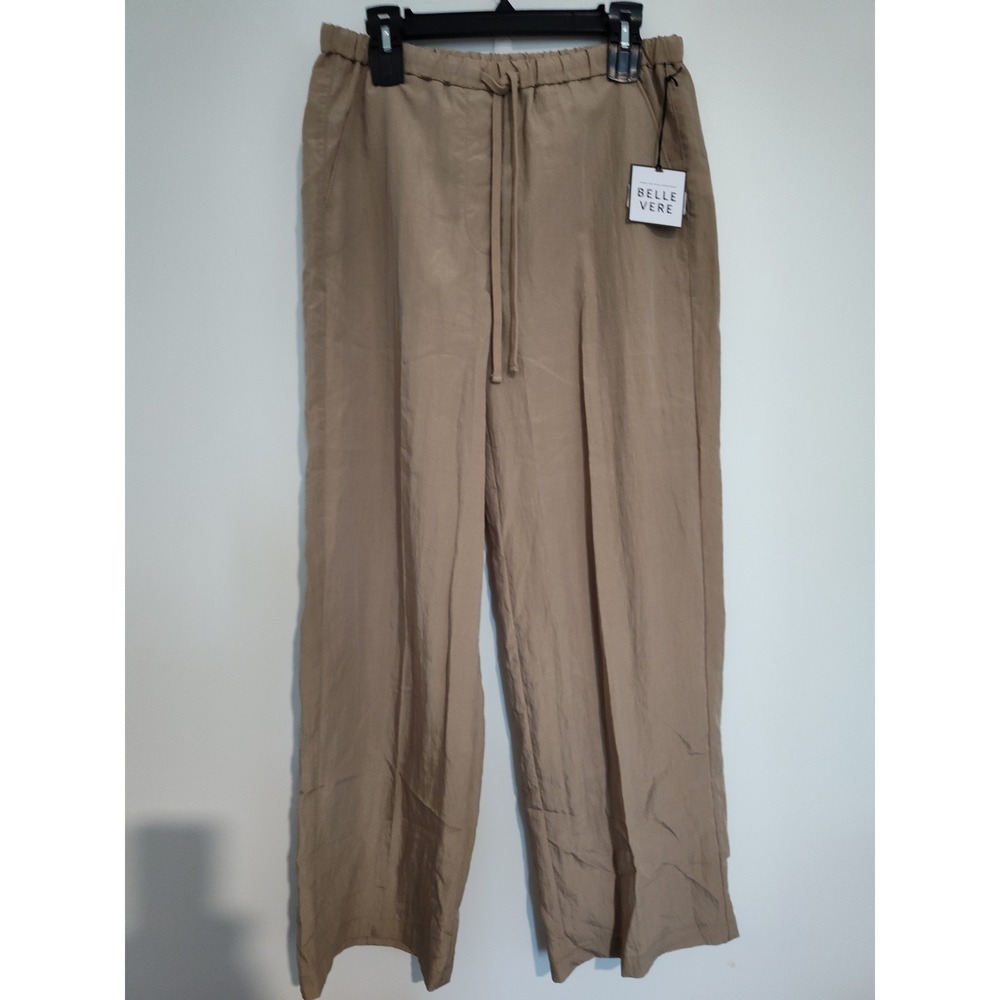 Belle Vere Women Taupe Wide Leg Drawstring Pants Lyocell Blend NWT D6210-E4165 M